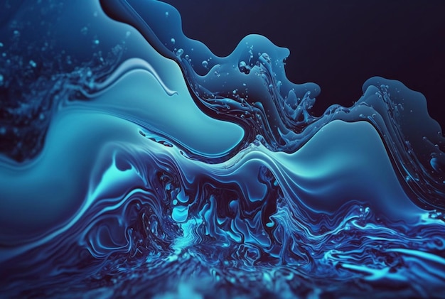 Fluid blue paintwavy blue fluid background abstract art generative ai