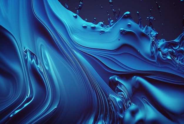 Fluid blue paintwavy blue fluid background abstract art generative ai