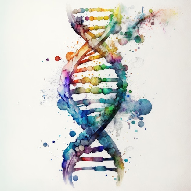 Fluid DNA Watercolor Background for Science Presentations and Medical Websites