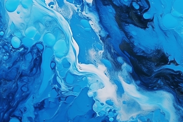 Fluid Dreams Abstract Art Blue Paint Background with Liquid Fluid Grunge