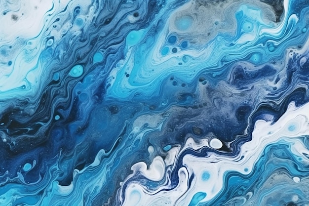 Fluid Dreams Abstract Art Blue Paint Background with Liquid Fluid Grunge