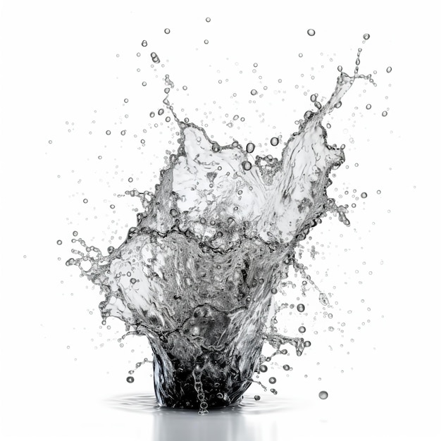 Fluid in dynamics Water splashes black and white illustration Generative AI