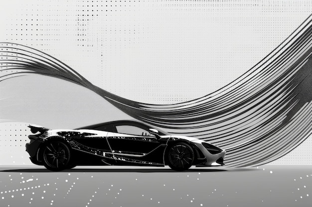 Fluid Line Art of a Sports Car