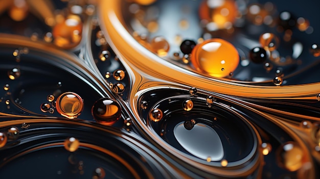 fluid oil texturevertical flow directionbubblesintricate detailedblack andsharpGenerative AI