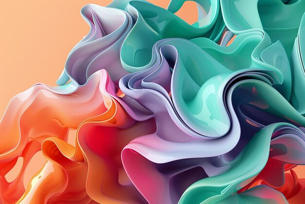 Photo fluid organic 3d illustrations with flowing elements