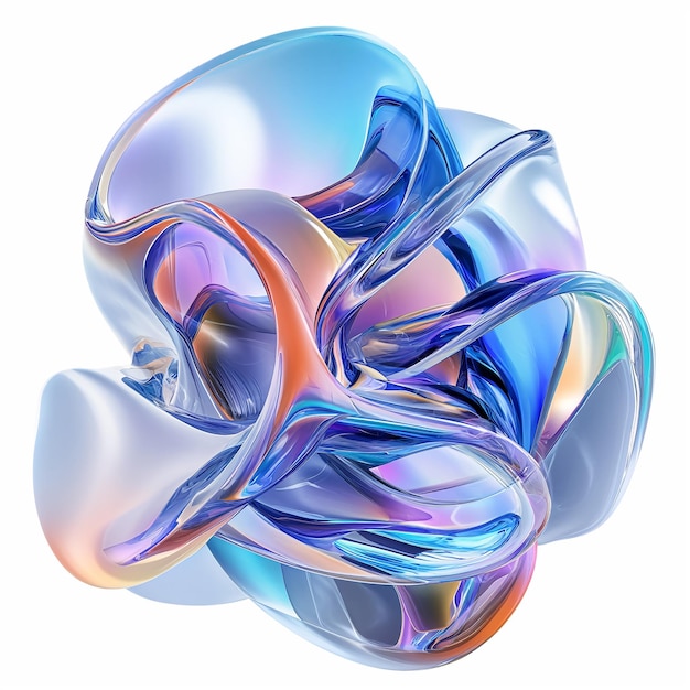 Fluid round 3D shape of liquid splash of holographic glass in motion Iridescent liquid sphere