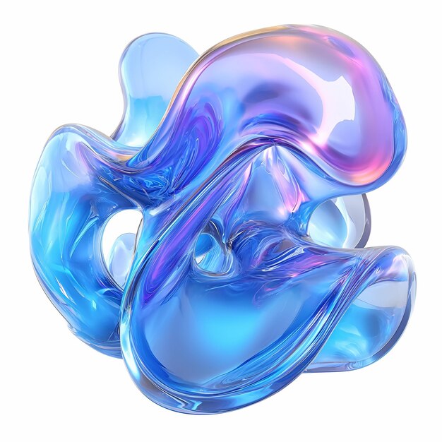 Fluid round 3D shape of liquid splash of holographic glass in motion Iridescent liquid sphere