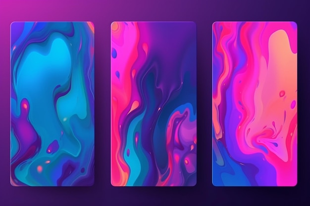 Photo fluid shape vector set gradient liquid with neon colors item for the design of a logo flyer persentation gift card poste