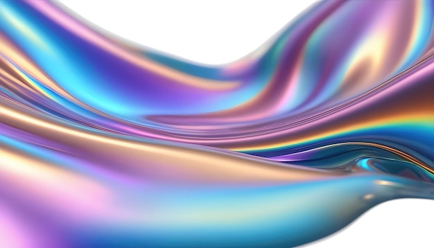 Fluid smooth abstract metallic holographic colored shape background