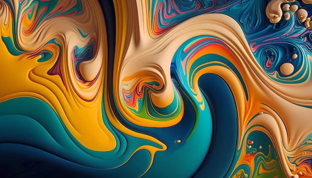 A fluid texture with swirling colorful shapes