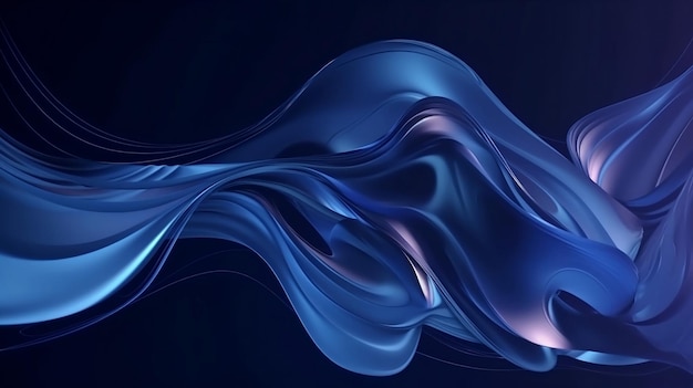 Fluid twisted wavy glass Blue color on dark background