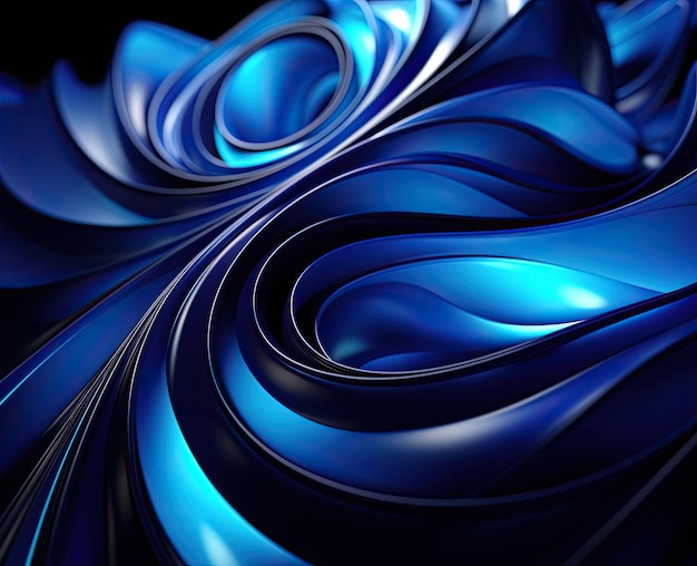 fluid wave abstract wallpaper curved blue spiral on black background