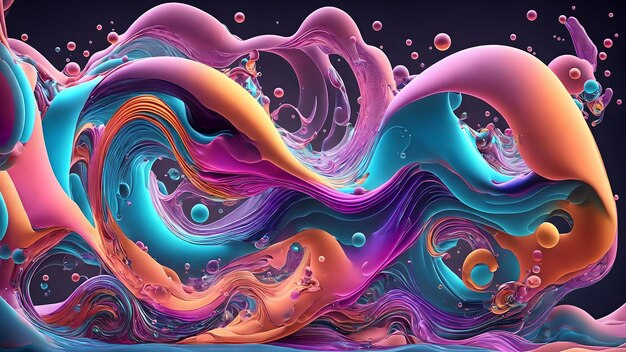 Fluid Wave and Bubble Dynamics shadow 3d wallpaper