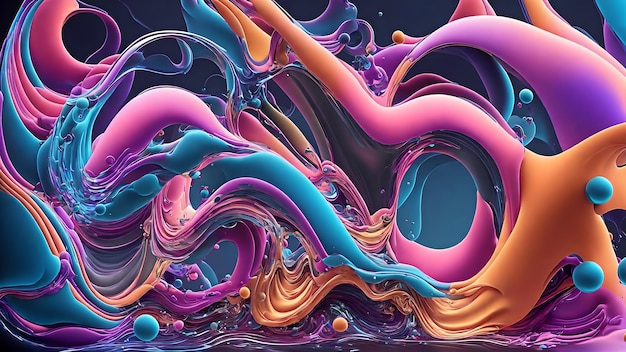 Fluid Wave and Bubble Dynamics shadow 3d wallpaper