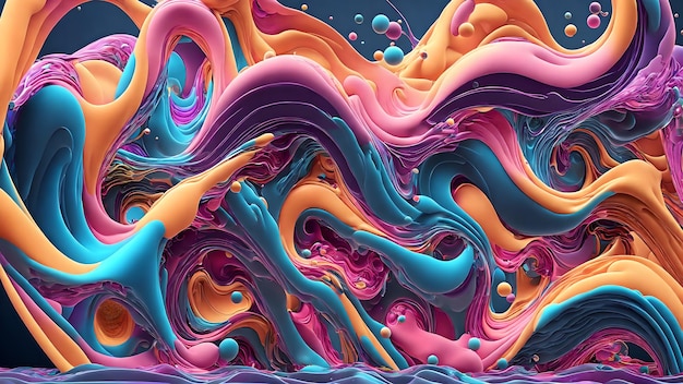 Fluid Wave and Bubble Dynamics shadow 3d wallpaper