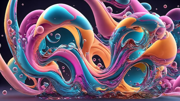 Fluid Wave and Bubble Dynamics shadow 3d wallpaper