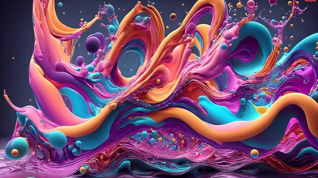 Fluid Wave and Bubble Dynamics shadow 3d wallpaper