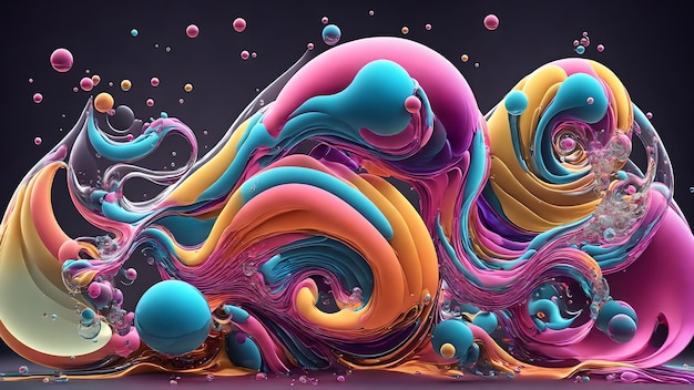 Fluid Wave and Bubble Dynamics shadow 3d wallpaper