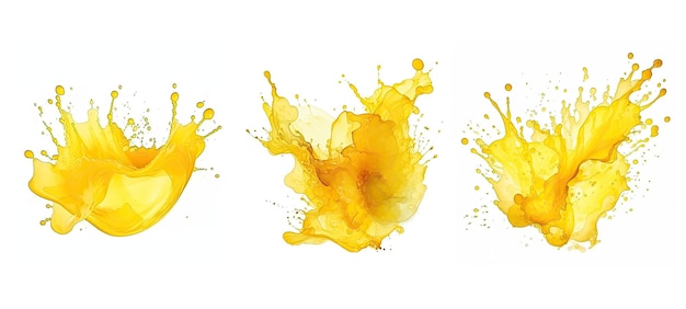 Fluid yellow color splash water ai generated watercolor