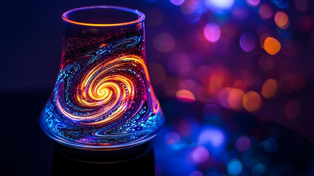 Fluorescent matter rotates in circles in a test glass