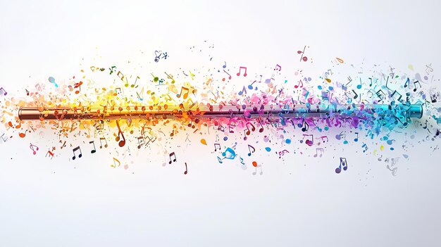 Photo a flute sends colorful melodies into the air