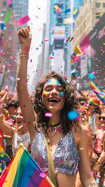 Fluttering Rainbow Flags Spreading Joy