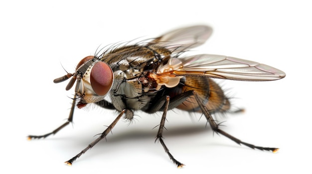 Photo a fly is standing on a white background