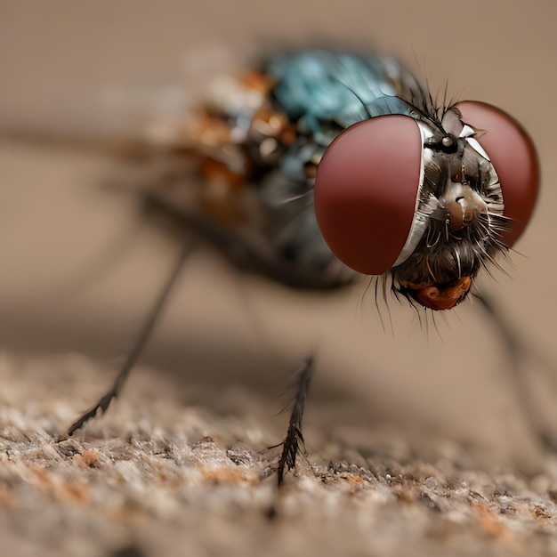 a fly with a red nose and a blue nose