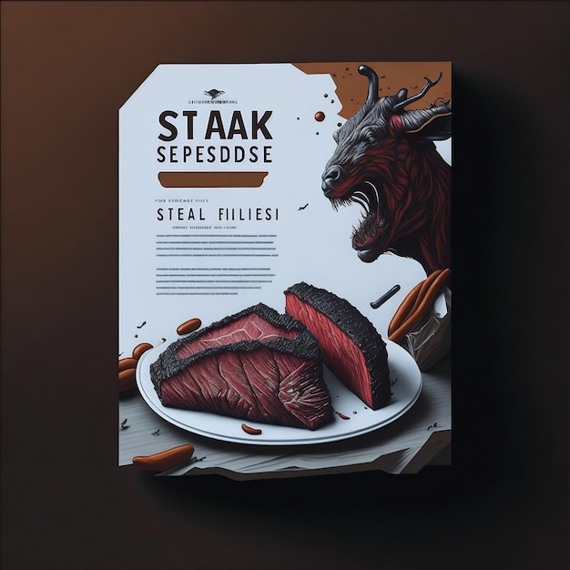 Photo flyer design with steak illustration