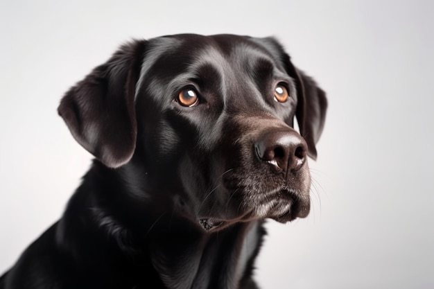 Flyer with portrait of pedigree dog labrador retriever posing isolated on white studio background