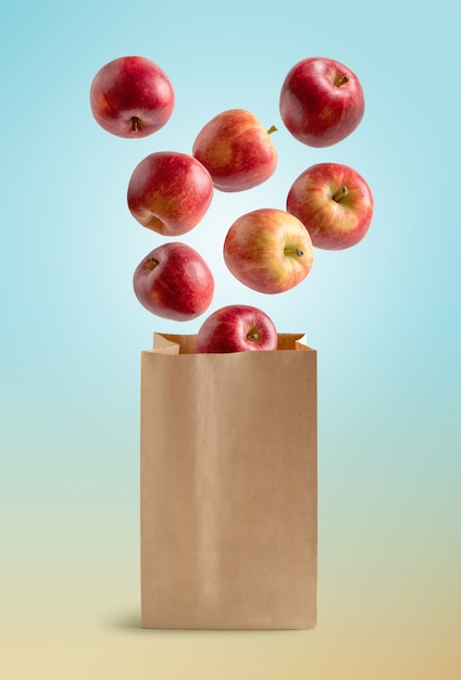 Flying apples, recyclable paper bag