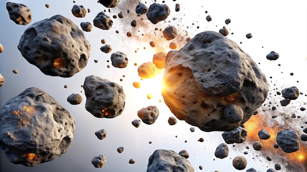 Flying asteroids cut out