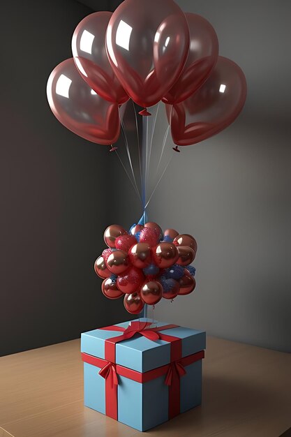 flying balloons with gift boxes