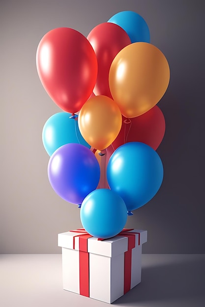 flying balloons with gift boxes