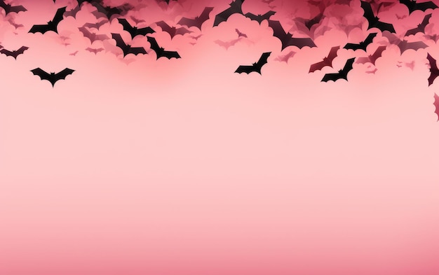 Flying bat on pink background Halloween concept