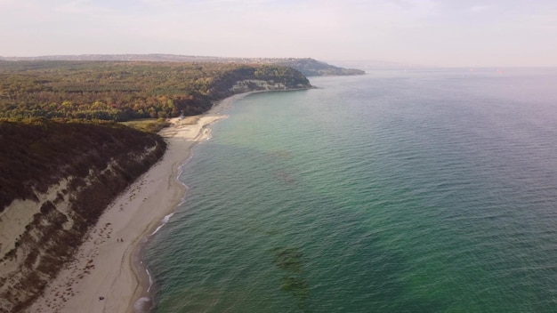 Flying above the beautiful wild beach in Bulgaria