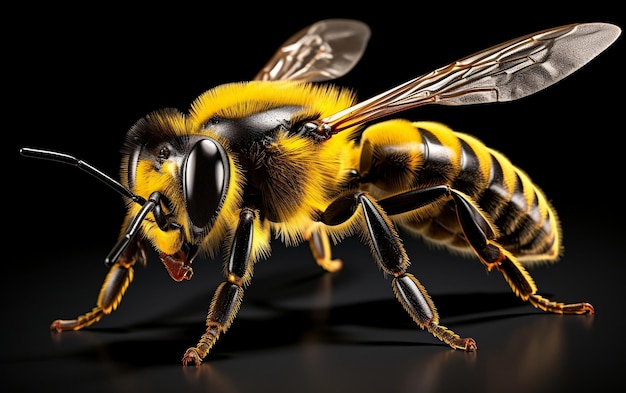 Flying Bee on Isolated Background Generative AI