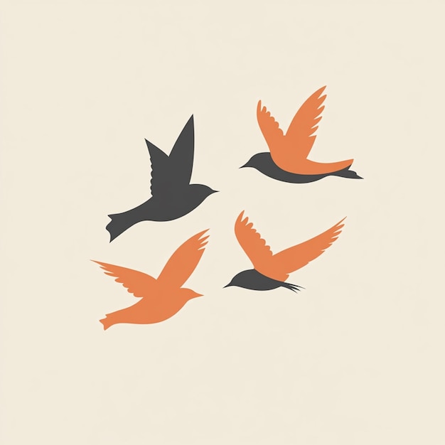 Photo flying bird logo vector art illustration