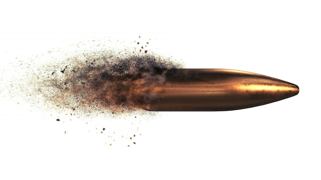 Photo flying bullet with a dust trail