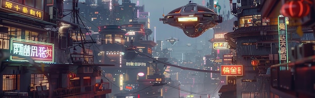 Flying car City of the future Fantastic architecturegenerative ai