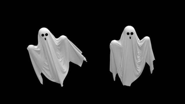 Flying cartoon white Ghosts