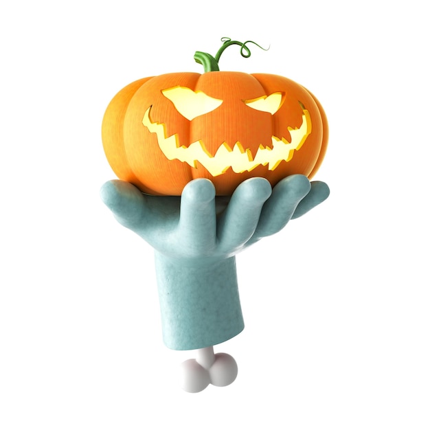 Flying colorful halloween pumpkins on pastel background holiday tropical decoration 3d render