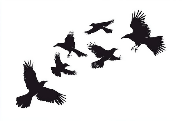 Photo flying crow flock on transparent background png file