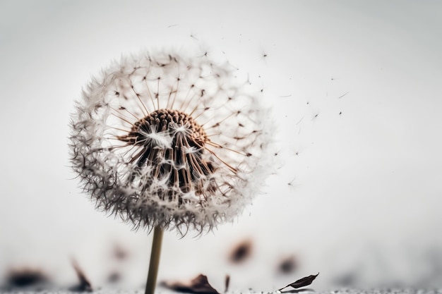 Flying dandelion macro Generative AI