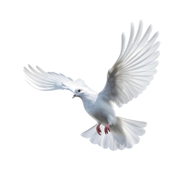 Flying dove isolated on white background Generative AI