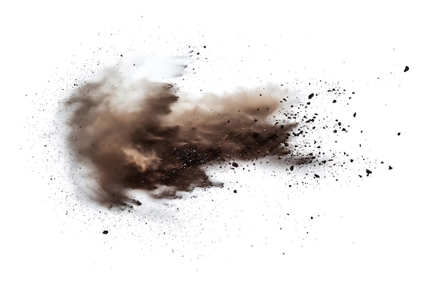 Flying Dust and Debris Dirt Cloud CloseUp Isolated