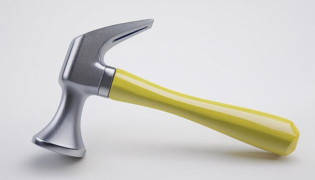 Photo flying hammer on yellow background with copy space anvil hammer hammer tool creative minimal concept 3d rendering 3d illustration