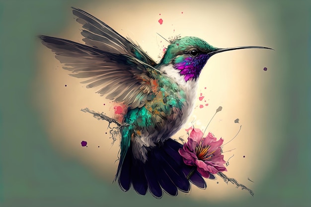 Flying humming bird