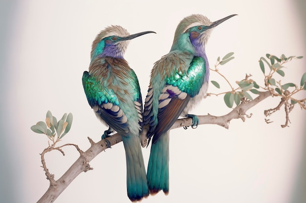 Flying hummingbird realistic set with beautiful colibri symbols ai generative