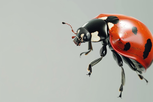 Flying Ladybug Isolated Red Coccinellidae Beetle in Nature Macro Shot